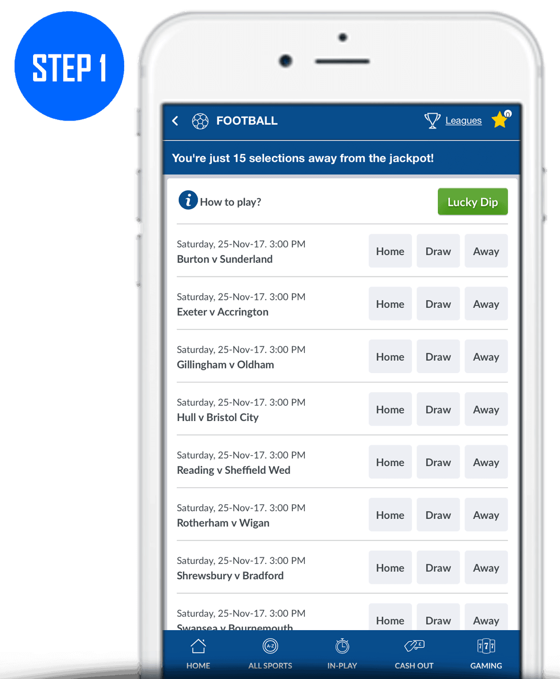 How To Play Coral Football Jackpot Step 1