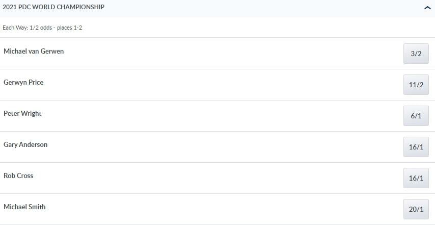 Coral darts betting markets