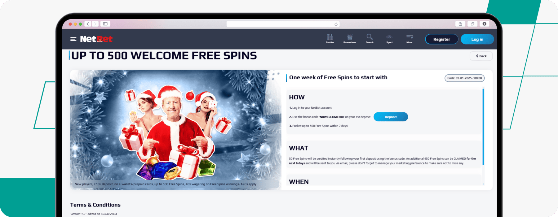 screenshot of netbet casino welcome offer