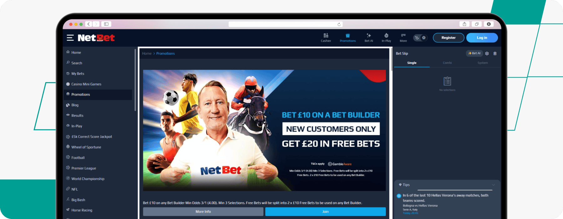 screenshot of netbet sports welcome offer