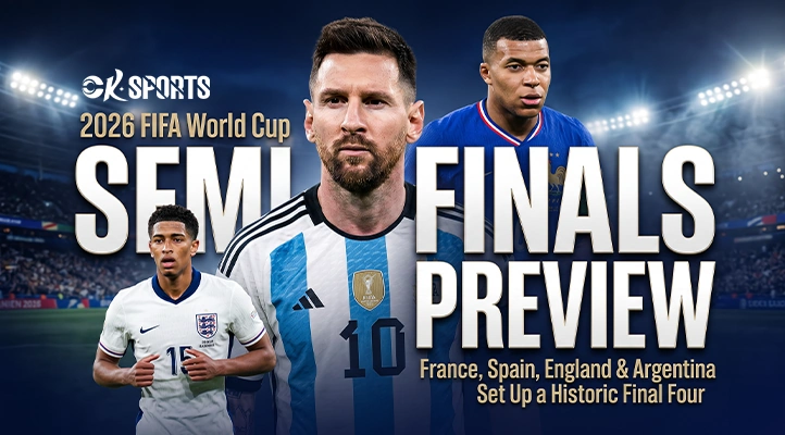 France, Spain, England, and Argentina players competing in the 2026 FIFA World Cup Semi-Finals